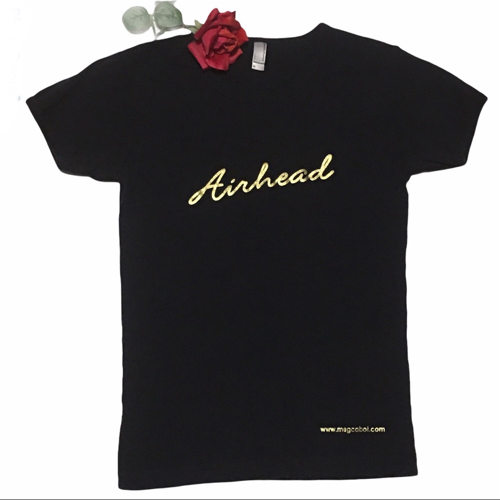 AIRHEAD BLACK & GOLD MED American Apparel whimseygoth T-shirt Like New Metallic